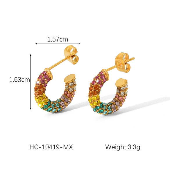 Women's Stainless Steel Geometric Earrings With Electroplating Treatment