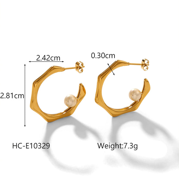 Women's Stainless Steel Geometric Earrings With Electroplating Treatment