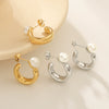 Women's Stainless Steel Geometric Earrings With Electroplating Treatment