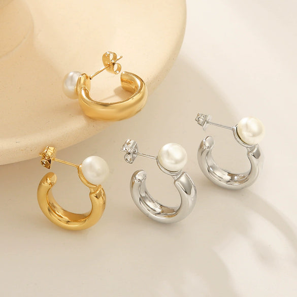 Women's Stainless Steel Geometric Earrings With Electroplating Treatment