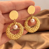Women's Stainless Steel Geometric Earrings With Twotone Goldplated And Silver Colorblock Design Retro Minimalist Style