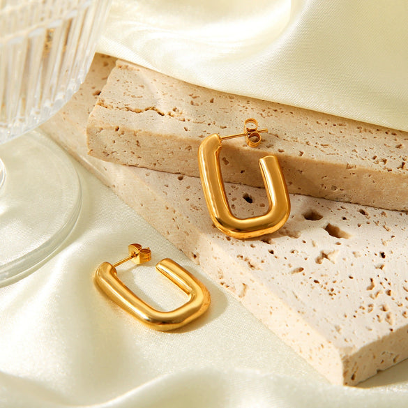 Women's Stainless Steel Geometric Earrings With Vacuum Plating