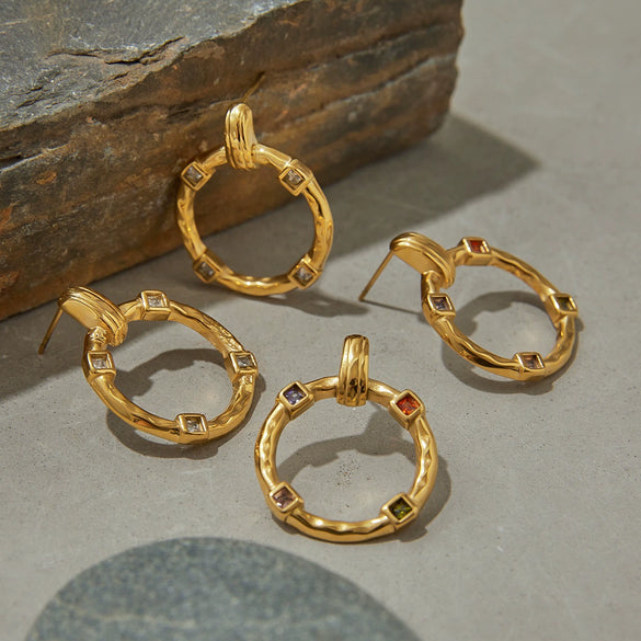 Women's Stainless Steel Geometric Electroplated Earrings