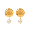 Women's Stainless Steel Geometric Electroplated Flower Round Pearl Earrings Jewelry
