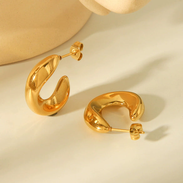Women's Stainless Steel Geometric Electroplated Hollow Earrings