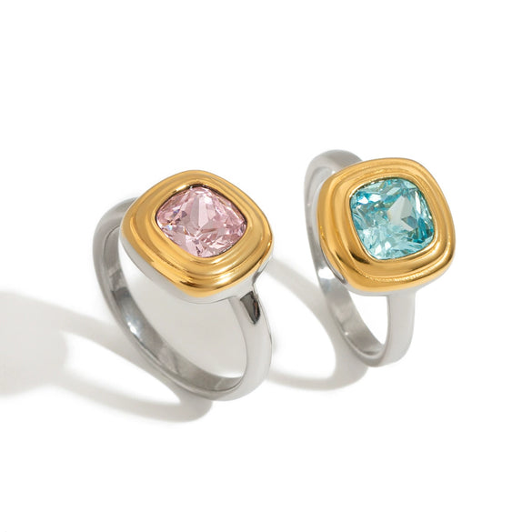 Women's Stainless Steel Geometric Electroplated Light Luxury Ring Jewelry
