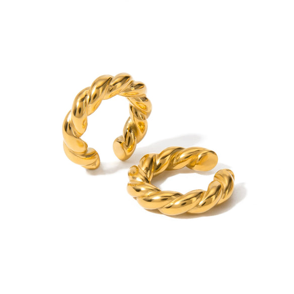 Women's Stainless Steel Geometric Electroplated Round Ear Clip Earrings Jewelry