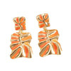 Women's Stainless Steel Geometric Enamel Drop Earrings With Fashionable Design And Polished Statement Style