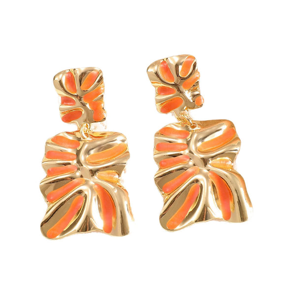 Women's Stainless Steel Geometric Enamel Drop Earrings With Fashionable Design And Polished Statement Style
