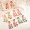 Women's Stainless Steel Geometric Enamel Drop Earrings With Fashionable Design And Polished Statement Style