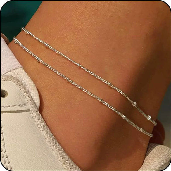 Women's Stainless Steel Geometric Evil Eye Anklet With Diamond Inlay Fashion Versatile Summer Jewelry