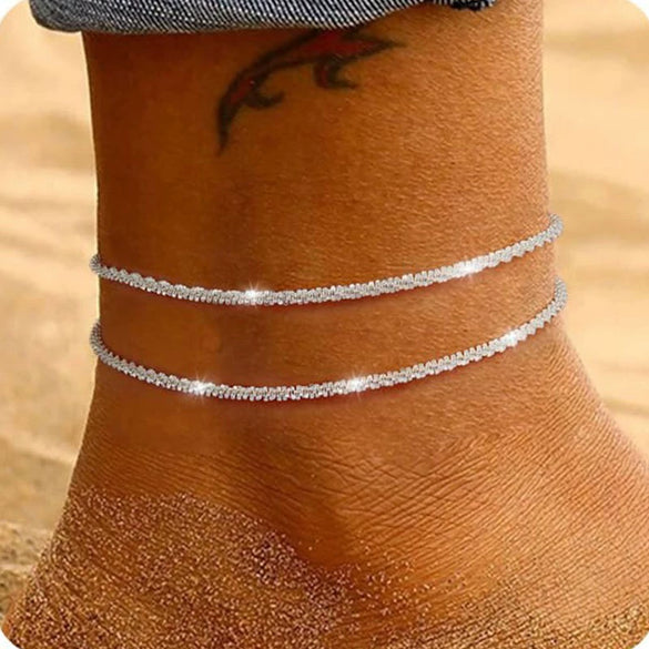 Women's Stainless Steel Geometric Evil Eye Anklet With Diamond Inlay Fashion Versatile Summer Jewelry