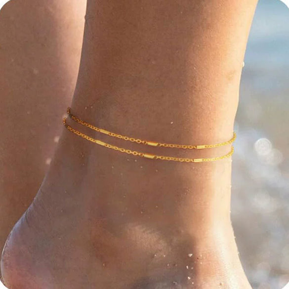 Women's Stainless Steel Geometric Evil Eye Anklet With Diamond Inlay Fashion Versatile Summer Jewelry