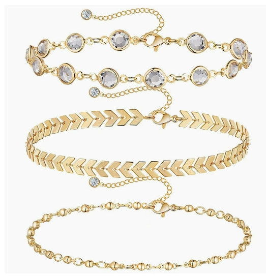 Women's Stainless Steel Geometric Evil Eye Anklet With Diamond Inlay Fashion Versatile Summer Jewelry