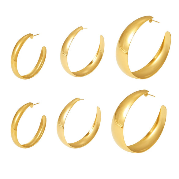 Women's 316L Stainless Steel Geometric Exaggerated Big Circle Earrings 18K Gold Plated