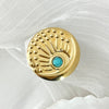 Women's Stainless Steel Geometric Exaggerated Irregular Open Ring Electroplated Light Luxury Blue Turquoise Jewelry