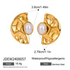 Women's Stainless Steel Geometric Fan Shaped Hammered Electroplated Earrings