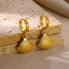 Women's Stainless Steel Geometric Fanshaped Starfish Pendant Electroplated Earrings Simple Minimalist Style