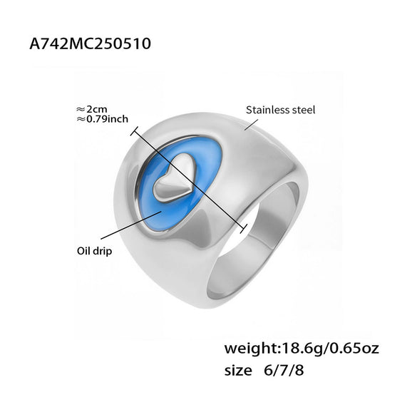 Women's 316L Stainless Steel Geometric Fashion Love Ring With 18K Real Gold Electroplating