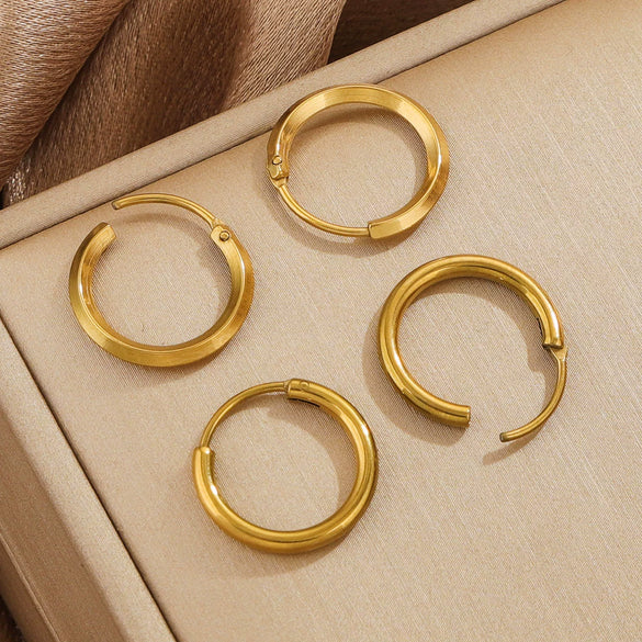 Women's Stainless Steel Geometric Fish Pattern Electroplated Circle Square Line Earrings