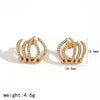Women's Stainless Steel Geometric Fiveclaw Diamond Earrings Set With Diamonds