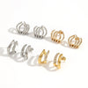 Women's Stainless Steel Geometric Fiveclaw Diamond Earrings Set With Diamonds
