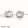 Women's Stainless Steel Geometric Fiveclaw Diamond Earrings Set With Diamonds