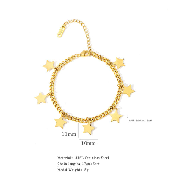 Women's Stainless Steel Geometric Fivepointed Star Pendant Tassel Jewelry With Electroplating