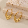 Women's Stainless Steel Geometric Flower Earrings With Gold Tone Electroplated Finish And Light Luxury Fashion Design