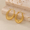 Women's Stainless Steel Geometric Flower Earrings With Gold Tone Electroplated Finish And Light Luxury Fashion Design