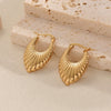 Women's Stainless Steel Geometric Flower Earrings With Gold Tone Electroplated Finish And Light Luxury Fashion Design