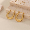Women's Stainless Steel Geometric Flower Earrings With Gold Tone Electroplated Finish And Light Luxury Fashion Design