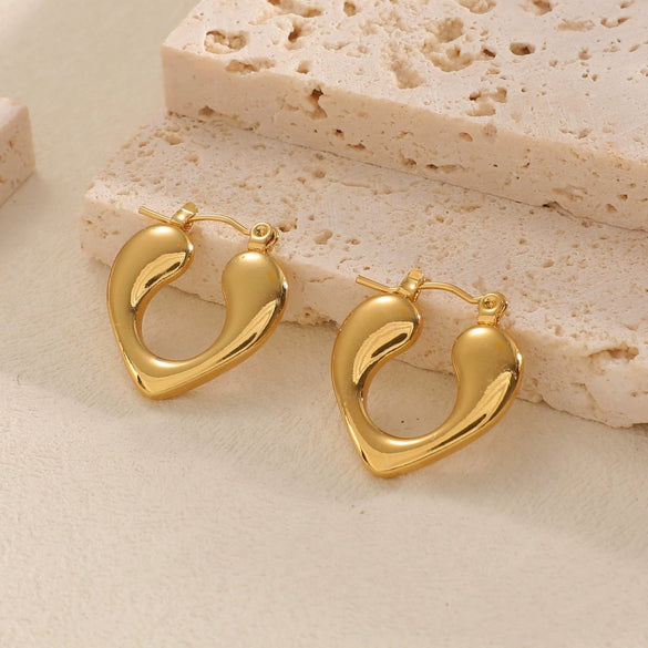 Women's Stainless Steel Geometric Flower Earrings With Gold Tone Electroplated Finish And Light Luxury Fashion Design