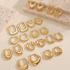 Women's Stainless Steel Geometric Flower Earrings With Gold Tone Electroplated Finish And Light Luxury Fashion Design