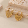 Women's Stainless Steel Geometric Flower Earrings With Gold Tone Electroplated Finish And Light Luxury Fashion Design