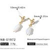Women's Stainless Steel Geometric Flower Earrings With Zircon And Pearl Gold Plated Light Luxury Fashion Jewelry
