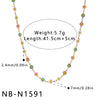 Women's Stainless Steel Geometric Flower Enamel Necklace With 18K Vacuum Plated Finish And Regular Chain