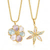 Women's Stainless Steel Geometric Flower Pendant Necklace With Rhinestone Details And 18K Gold Plated Finish