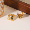Women's Stainless Steel Geometric Flower Stud Earrings Electroplated French Court Style
