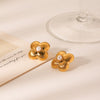 Women's Stainless Steel Geometric Flower Stud Earrings Electroplated French Court Style