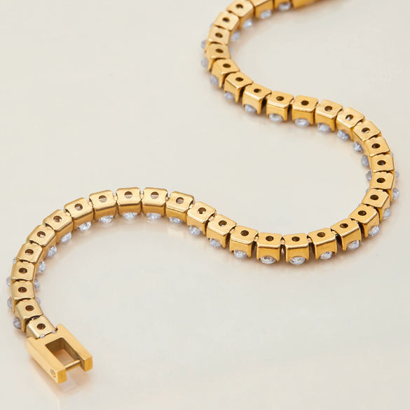 Women's Stainless Steel Geometric French Retro Electroplated Zircon Bracelet Jewelry