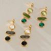 Women's Stainless Steel Geometric Gemstone And Glass Tassel Earrings With Plated Finish