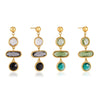 Women's Stainless Steel Geometric Gemstone And Glass Tassel Earrings With Plated Finish