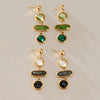 Women's Stainless Steel Geometric Gemstone And Glass Tassel Earrings With Plated Finish