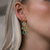 Women's Stainless Steel Geometric Gemstone And Glass Tassel Earrings With Plated Finish