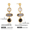 Women's Stainless Steel Geometric Gemstone And Glass Tassel Earrings With Plated Finish