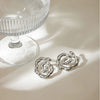 Women's Stainless Steel Geometric Hammer Wave Pattern Electroplated Earrings
