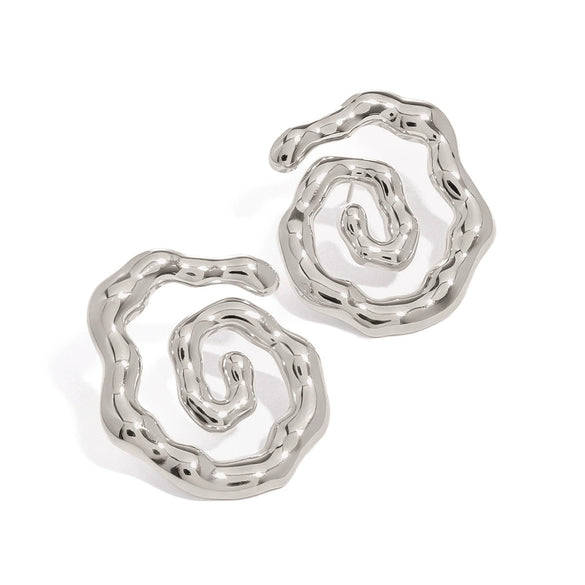 Women's Stainless Steel Geometric Hammer Wave Pattern Electroplated Earrings