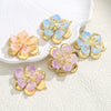 Women's Stainless Steel Geometric Handmade Flower Crystal Beads Jewelry Earrings Pendant With Electroplating