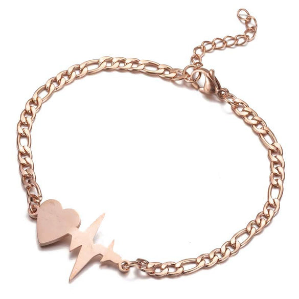 Women's Stainless Steel Geometric Heart Beaded Bracelet With Electroplated Finish Fashion Jewelry